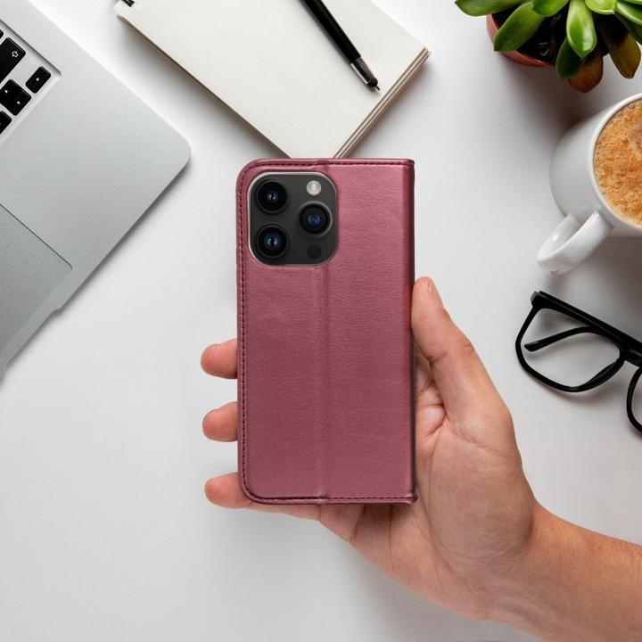 Actual product image OEM Book case SMART MAGNETO Book case for IPHONE 16 Plus burgundy (Apple iPhone 16 Plus)