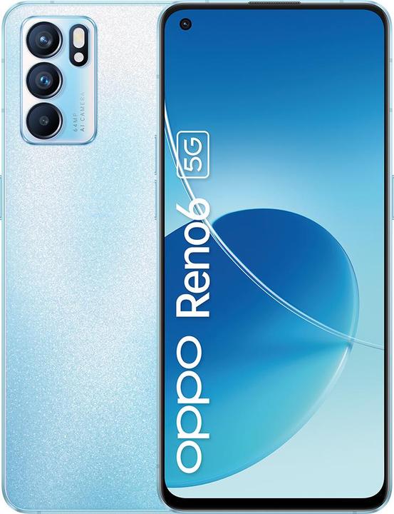 Actual product image OPPO Reno6 (128 GB, Arctic Blue, 6.43", Dual SIM, 64 Mpx, 5G)