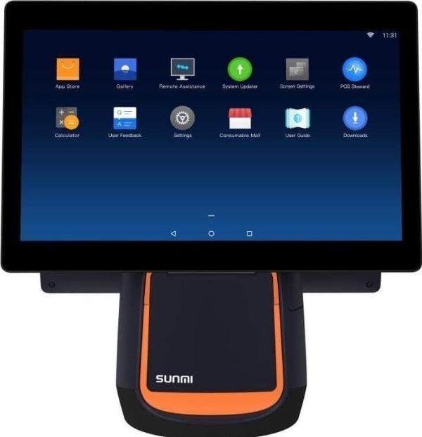 Sunmi T2s, 39.6cm (15.6"), VFD, Android, noir, orange POS system, retail, touchscreen, capacitive,...