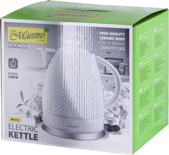 Actual product image Maestro MR-073 Electric Kettle 1 2 l 1200 W White (1.50 l, EU plug)