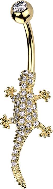 Immagine prodotto Star Piercing Banana placcata oro con sfera in cristallo placcato oro argento e cristalli lucertola argento (Ottone, Acciaio chirurgico 316L)