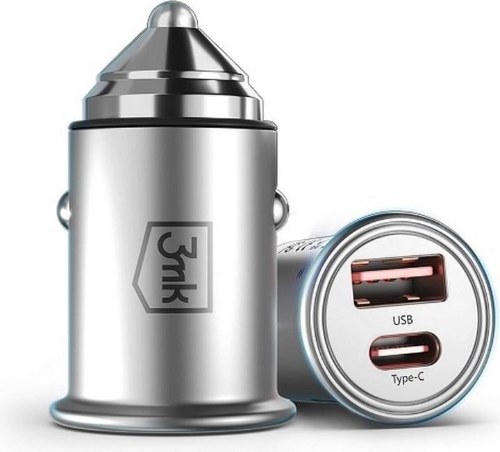 Actual product image 3MK Hyper Car Charger Type-C + USB ports QC 4.0 + PD 30W