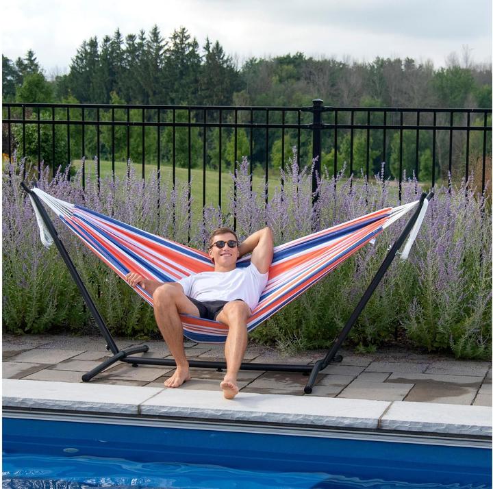 Actual product image Vivere Hammock with frame (250 cm, Blue) (205 kg)