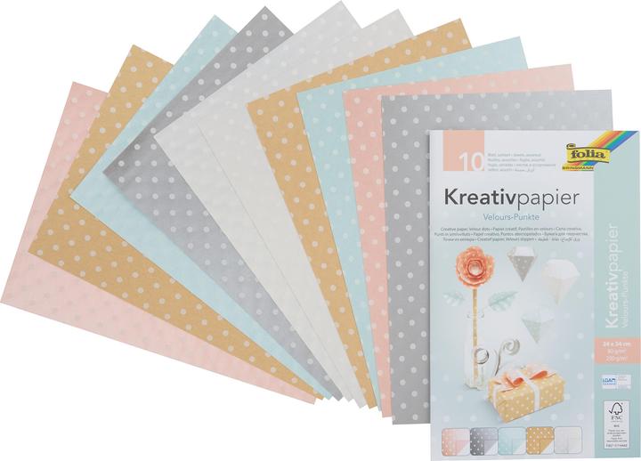 Image du produit Folia Papier créatif Pastilles en velours (80 g/m², 1 x)