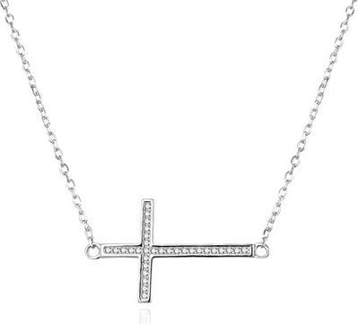 Agato Silver necklace Cross with zircons AGS1541/47