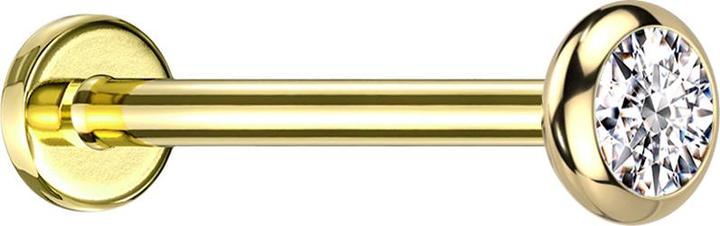 Immagine prodotto Star Piercing Labret Micro Threadless disco placcato oro cristallo arrotondato argento (senza ottone, Titanio G23)