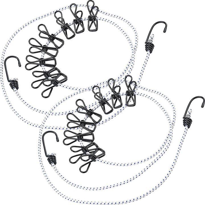 Immagine prodotto Pearl Set di 2 stendibiancheria flessibili con 8 pioli rivestiti, 170-120 cm (1.20 m)