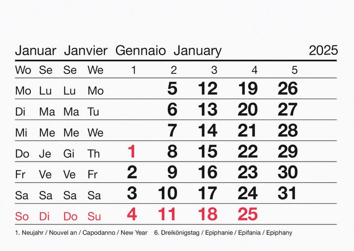 Produktbild Biella Abreisskalender Monat (Spezial, Harter Einband, Deutsch, Englisch, Italienisch, Französisch)