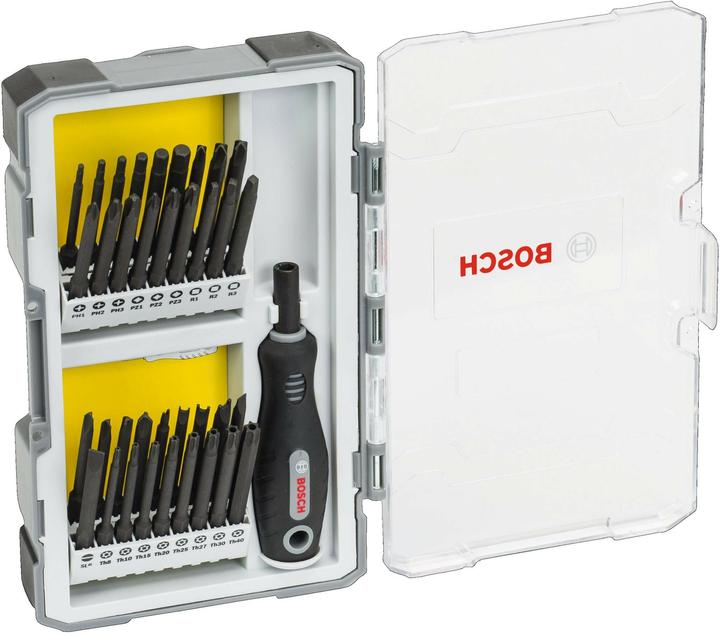 Produktbild Bosch Professional Zubehör 37-teil. Set m Schrauberbits u Griff, PH, PZ, SL, TH, TQ, H, TW, SP, R und Bith (37-tlg.)