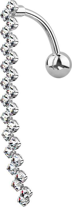Star Piercing Banane silber mit Anhänger Zick Zack Kristall Balken (Chirurgenstahl 316L, Messing)
