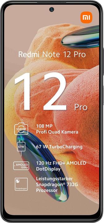Actual product image Xiaomi Redmi Note 12 Pro 4G (256 GB, Graphite gray, 6.67", Hybrid Dual SIM, 108 Mpx, 4G)