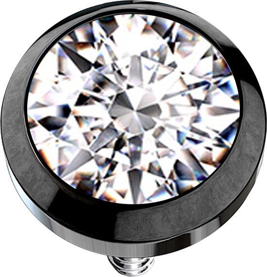 Image du produit Star Piercing Dermal Anchor noir avec cristal argenté (sans laiton, Acier chirurgical 316L)