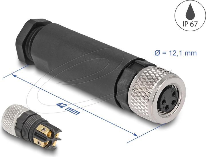Image du produit Delock Connecteur M8 A-codé 4 broches femelles pour le montage