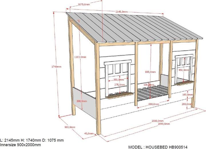 Immagine prodotto Vipack Letto di casa con tetto (90 x 200 cm)