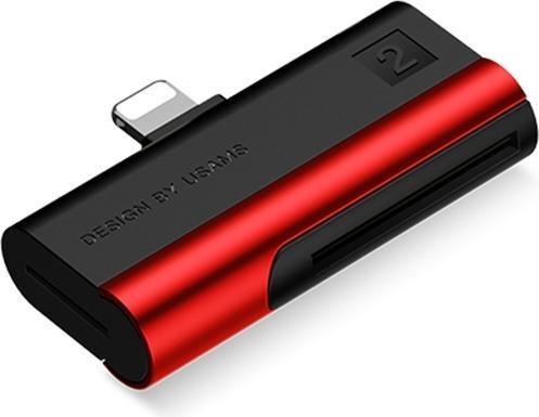 Actual product image Usams Czytnik kart SD/microSD ze złączem lightning czerwony/red SJ430DKQ02 (US-SJ430) (Lightning)