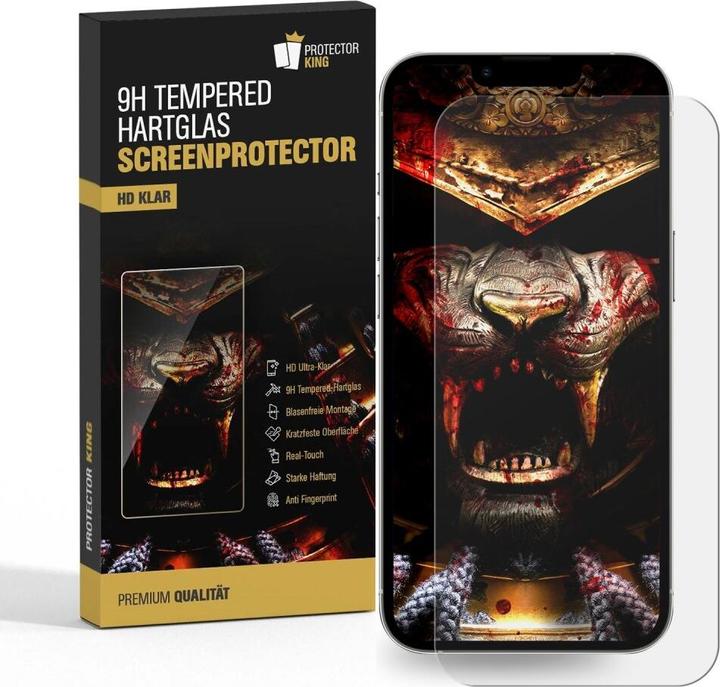 Protectorking 2x echtes Tempered 9H Panzerhartglas 3D KLAR (2 Stück, Apple iPhone 13 Pro)
