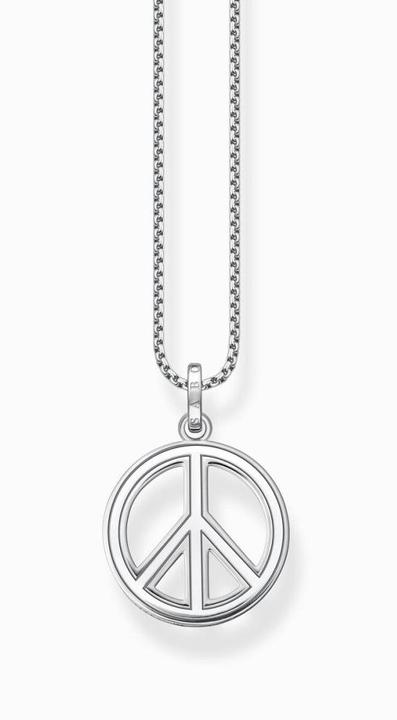 Immagine prodotto Thomas Sabo Collana con ciondolo Segno di pace con pietre colorate Argento annerito (Argento 925, 50 - 55 cm)
