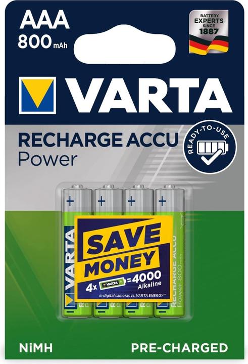 Produktbild Varta Recharge Accu Power (4 Stk., AAA, 800 mAh)