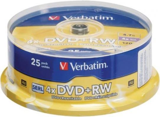 Produktbild Verbatim DVD+RW, 4x, 4.7GB, 25er Spindel (25 x)