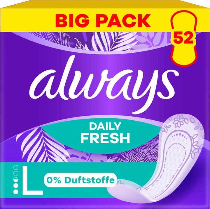 Produktbild Always Daily Fresh Long 0 % (52 x, Slipeinlagen)