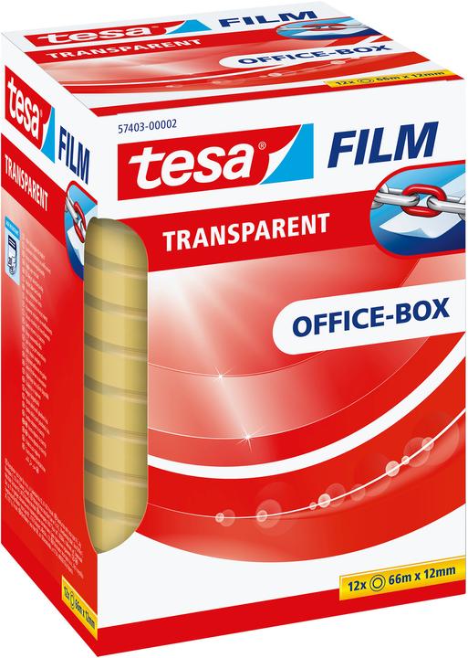 Produktbild tesa 12x tesafilm TRANSPARENT - mit starker Haftung - alterungsbeständig und reissfest (12 mm)