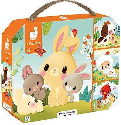 Image du produit Janod Puzzle Evolutifs Ferme Animaux (16 pièces)