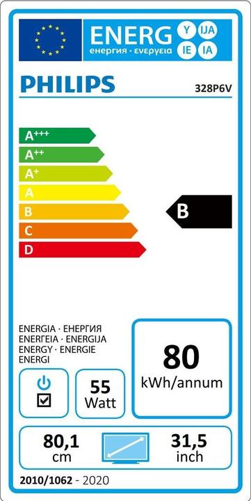 Etichetta energetica Philips Linea P 328P6VJEB (3840 x 2160 pixel, 31.50")