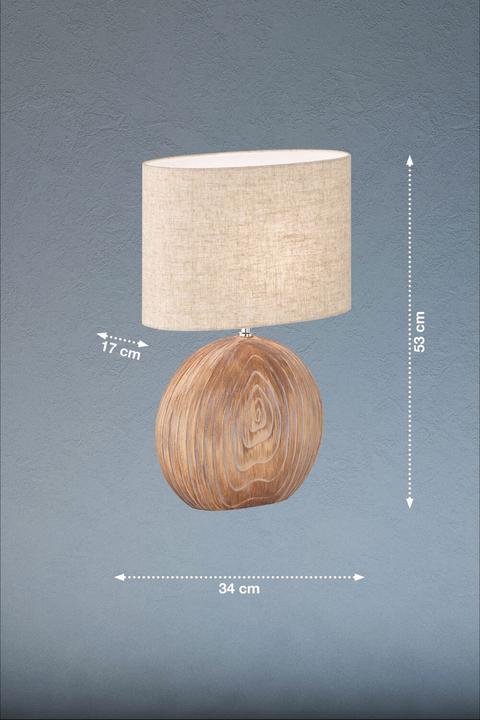 Actual product image Fischer & Honsel Honsel table lamp Tobse - wood-coloured/fabric shade linen sand-coloured (50608) (E27)