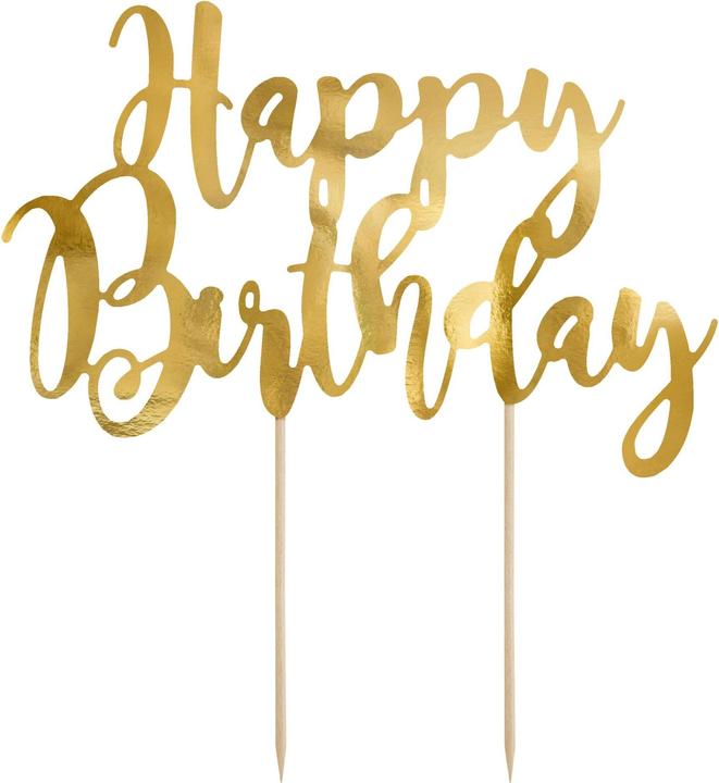 Actual product image Partydeco Golden decoration for "Happy Birthday" cake