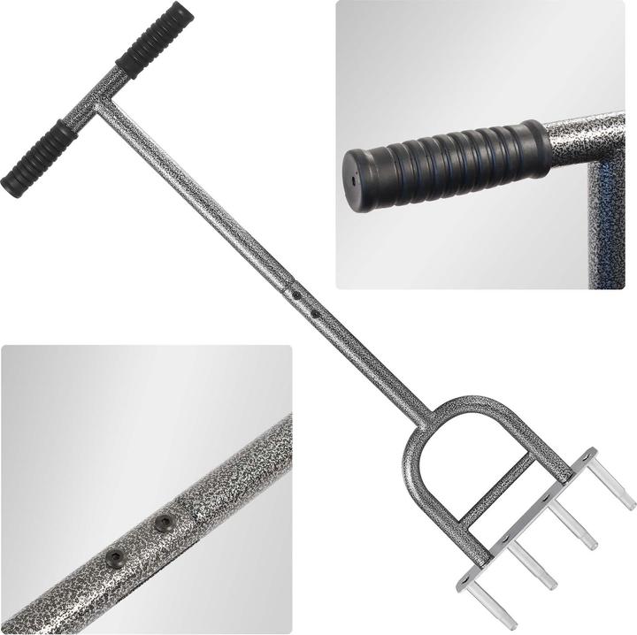 Actual product image Wiltec Hand Aerifizierer Stahl Handaerifizierer T-Griff 4 Zinken Rasenlüfter