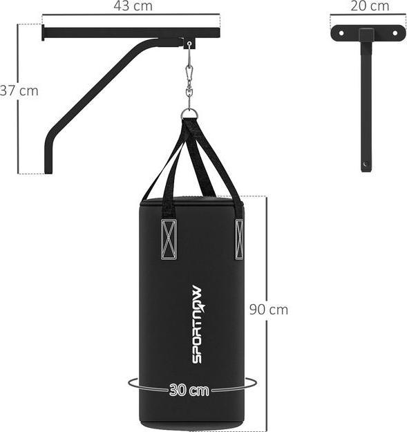 Produktbild Swisshandel24 Boxsack Wandhalterung Boxsack Ständer mit Handschuhen, Stahl, Schwarz