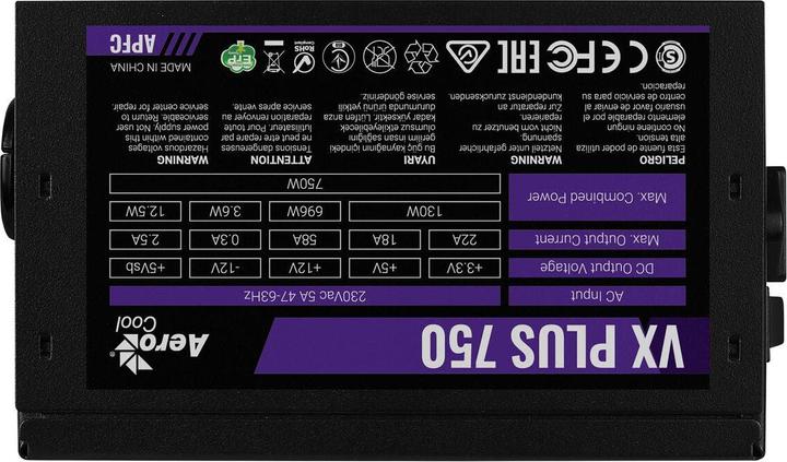 Actual product image AeroCool VX PLUS 750 - strømforsynin (750 W)