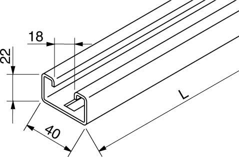 Rico Rail profilé en C 16F2-3000-L 40x22x3000 Manche/rail profilé 4046847010280 (4 m)