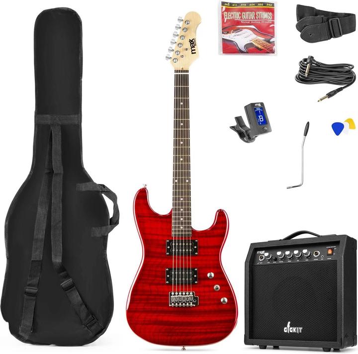 Produktbild Max E-Gitarre GigKit Quilted Style Rot (E-Gitarre, Holz)
