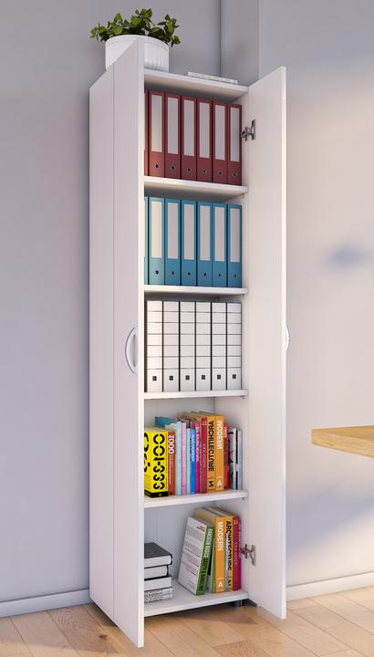 Image du produit VCM Armoire de bureau Livres Classeurs Meuble de bureau Armoire Ulas 5 portes battantes (49 x 34 x 178 cm)