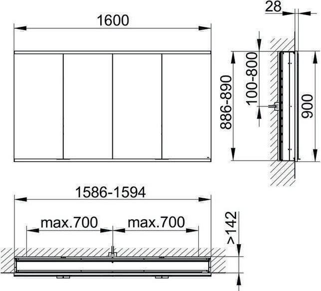 Produktbild Keuco Spiegelschrank ROYAL MODULAR 2.0 Breite 1600mm Höhe 900mm Tiefe 160mm