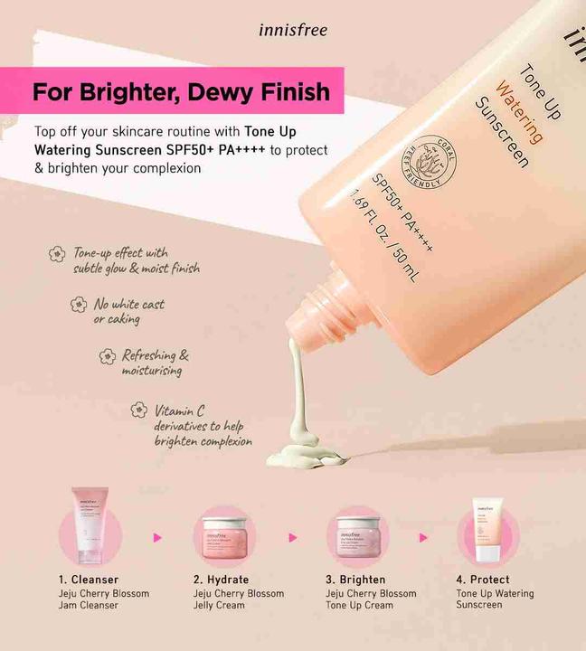 Produktbild Innisfree Tone Up Watering Sunscreen SPF 50 (Sonnencreme, SPF 50+, 50 ml)