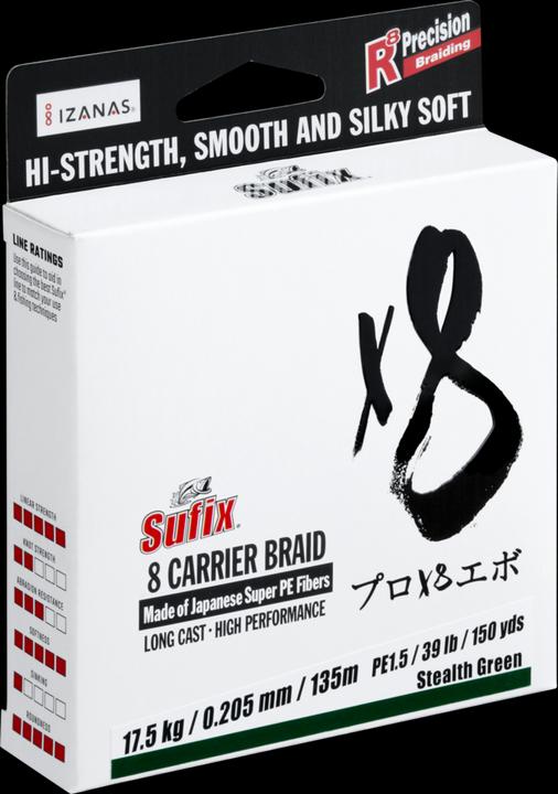 Produktbild Sufix X8 Braid 150m Stealth Green (10.50 kg, 0.17 mm)