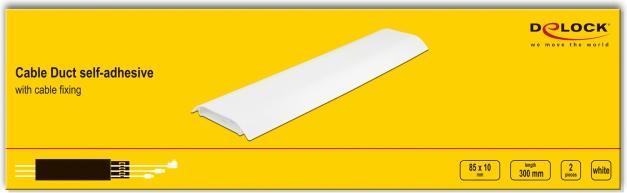 Immagine prodotto Delock Canalina per cavi autoadesiva 85x10mm 2 pezzi bianco (Tubazione, 30 cm)