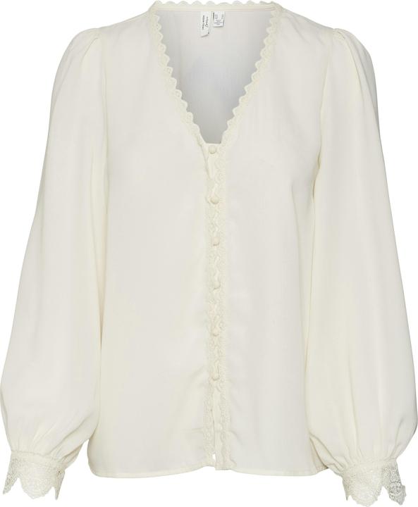 Vero Moda Normal geschnitten V-Ausschnitt Ärmelbündchen mit Knopf Voluminöser Armschnitt Top Bluse (S)