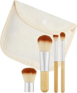 Tools for Beauty T4B MIMO Bamboo Makeup Brush Set with Travel Size and Travel Bag - Pack of 4
