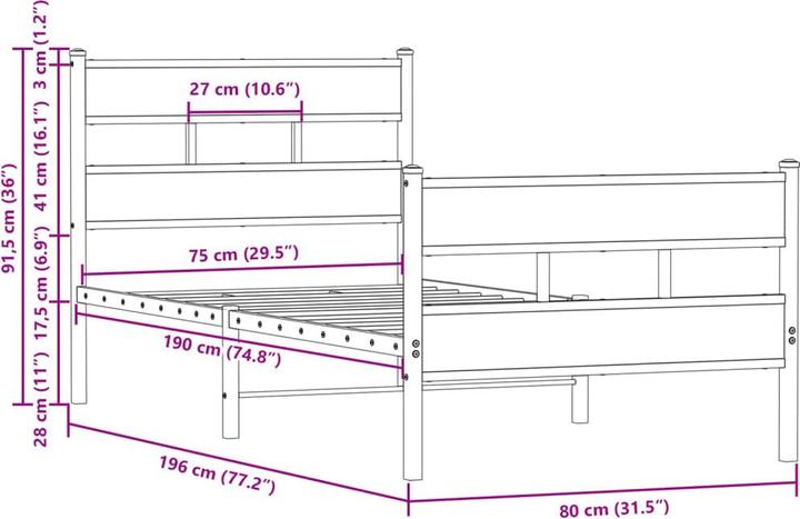 Immagine prodotto VidaXL Letto in metallo Struttura letto a doghe letto matrimoniale senza materasso 160x200cm (160 x 200 cm)