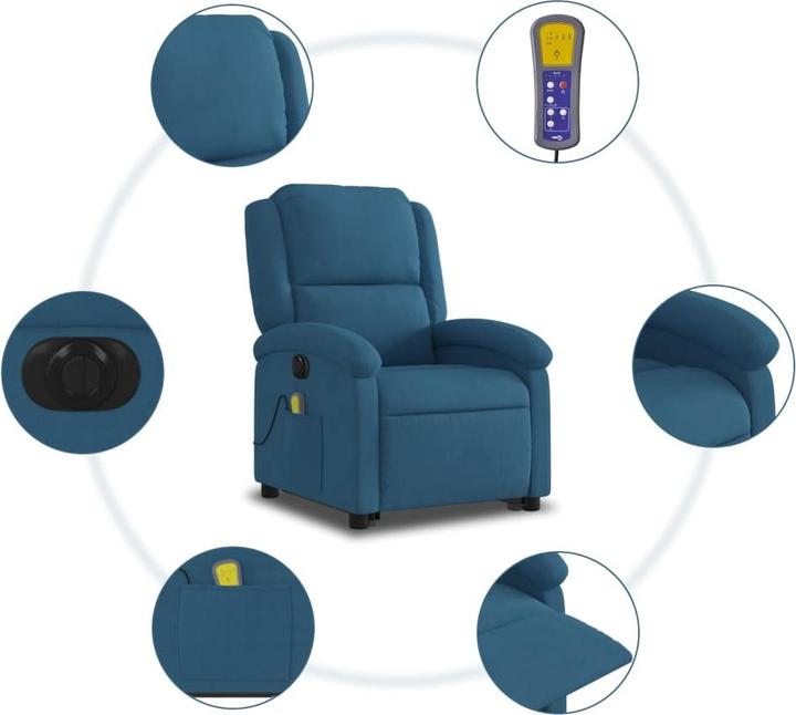 Immagine prodotto VidaXL Poltrona massaggiante con ausilio per la risalita, elettrica e in velluto