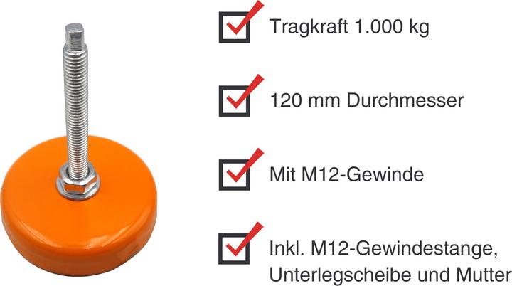 Produktbild Paulimot Maschinenfuss, Tragkraft 1000 kg, Ø 120 mm