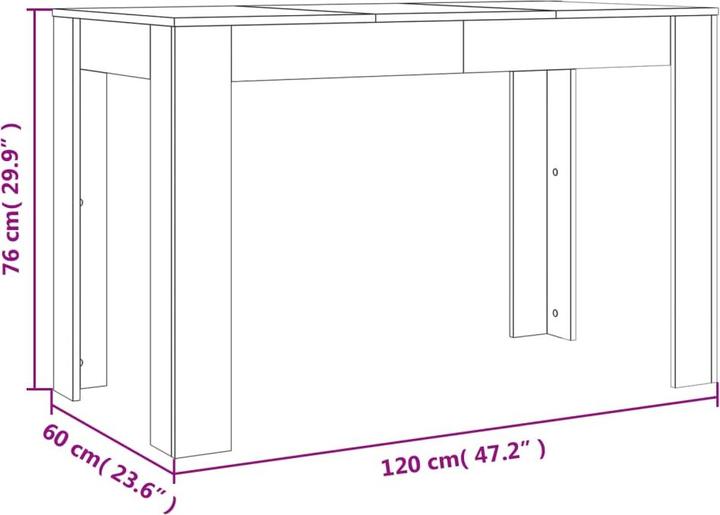Image du produit VidaXL Esstisch Räuchereiche 120x60x76 cm Holzwerkstoff,Farbe (120 x 60 x 76 cm)