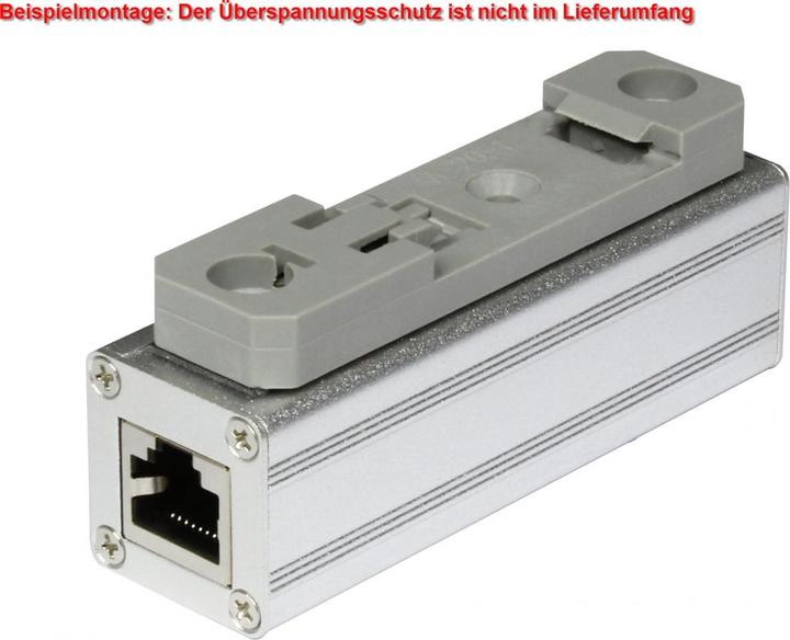 Actual product image Allnet TP Cat 6 overvoltage/lightning protection for ALL95100 top-hat rail mounting bracket