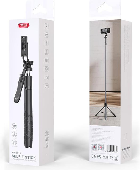 Actual product image xO selfie stick Bluetooth tripod SS15 black 180cm