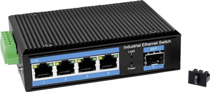 Immagine prodotto LogiLink Switch Gigabit Ethernet industriale, 4 porte 1000 Mbit/s + 1 porta SFP (5 Porti)