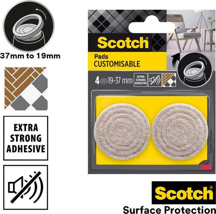 Image du produit Scotch Échelle de pieds de chaise (Planeurs en feutre, 4 pièce(s))