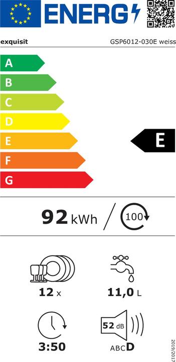 Label énergétique Exquisit Exqu GeschSp GSP6012-030E blanc 813400300